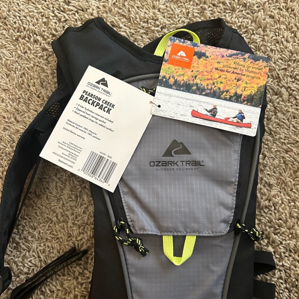 Ozark Trail Black Backpack with Blue Tag